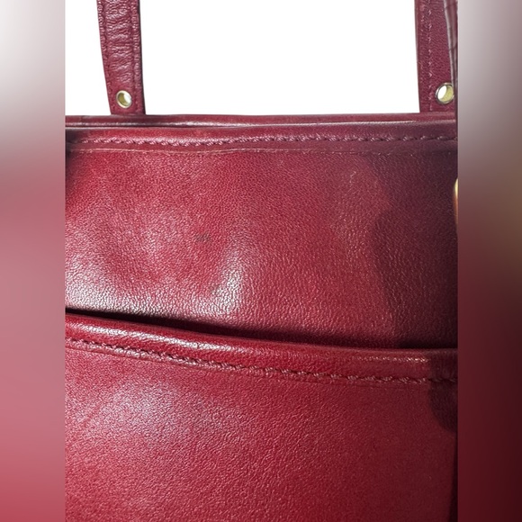 Vintage COACH 9846 Shoulder Bag Red Leather Small Legacy Hampton Tote 90s - Picture 10 of 16